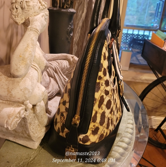 L.A.M.B. Gwen Stefani Leopard Kingston Dome Bowler Bag Designer Leather #41 - Picture 5 of 16